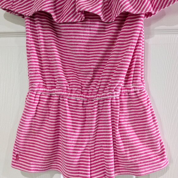Ralph Lauren Girl's Terry Cloth Romper, Pink White, Size Medium 8-10, Strapless - Picture 3 of 16